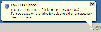 low disk space